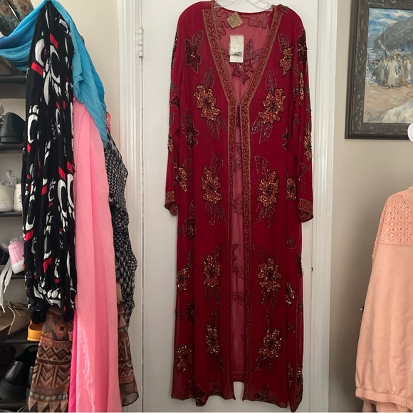 Midnight Velvet Red Embroidered Kimono Women’s 1X new with tags - Picture 2 of 7